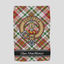 Clan MacAlister Dress Crest over Tartan Golf Towel