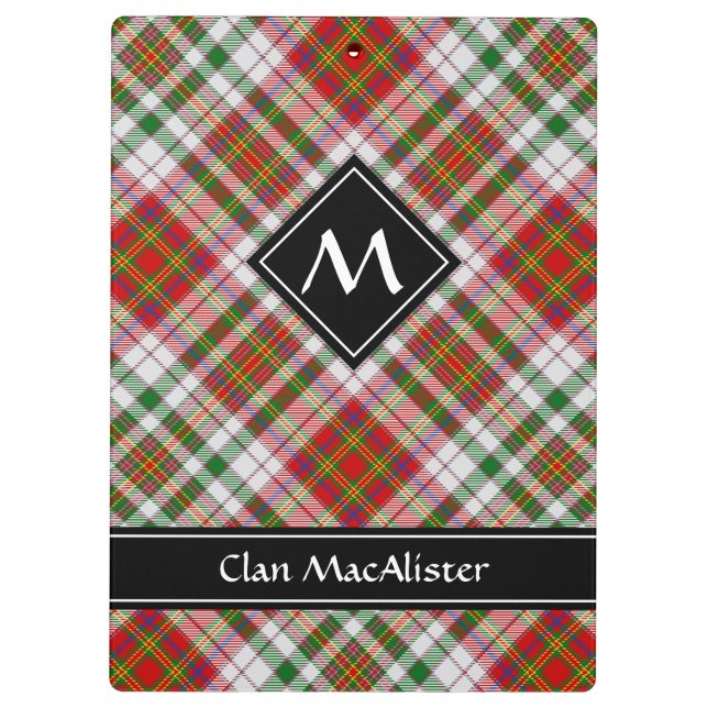 Clan MacAlister Dress Tartan Clipboard (Back)