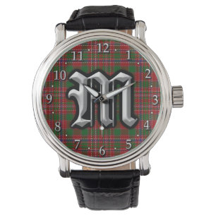 Clan MacAlister Letter M Monogram Tartan Watch