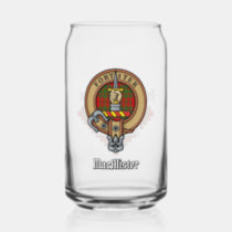 Clan MacAlister of Glenbarr Crest over Tartan Can Glass