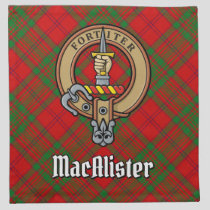 Clan MacAlister of Glenbarr Crest over Tartan Cloth Napkin