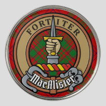 Clan MacAlister of Glenbarr Crest over Tartan Golf Ball Marker