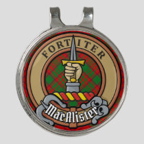 Clan MacAlister of Glenbarr Crest over Tartan Golf Hat Clip