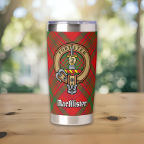 Clan MacAlister of Glenbarr Crest over Tartan Insulated Tumbler