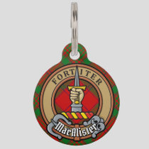 Clan MacAlister of Glenbarr Crest over Tartan Pet ID Tag