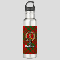 Clan MacAlister of Glenbarr Crest over Tartan Stainless Steel Water Bottle