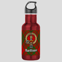 Clan MacAlister of Glenbarr Crest over Tartan Stainless Steel Water Bottle