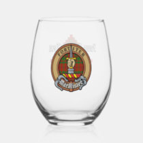 Clan MacAlister of Glenbarr Crest over Tartan Stemless Wine Glass