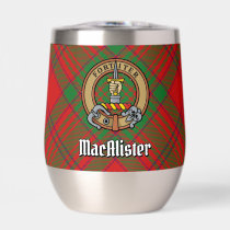 Clan MacAlister of Glenbarr Crest over Tartan Thermal Wine Tumbler