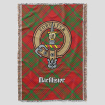Clan MacAlister of Glenbarr Crest over Tartan Throw Blanket
