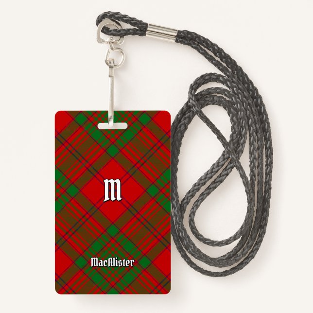 Clan MacAlister of Glenbarr Tartan Badge (Front with Lanyard)