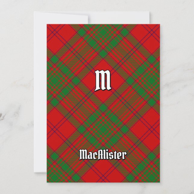 Clan MacAlister of Glenbarr Tartan Invitation (Front)