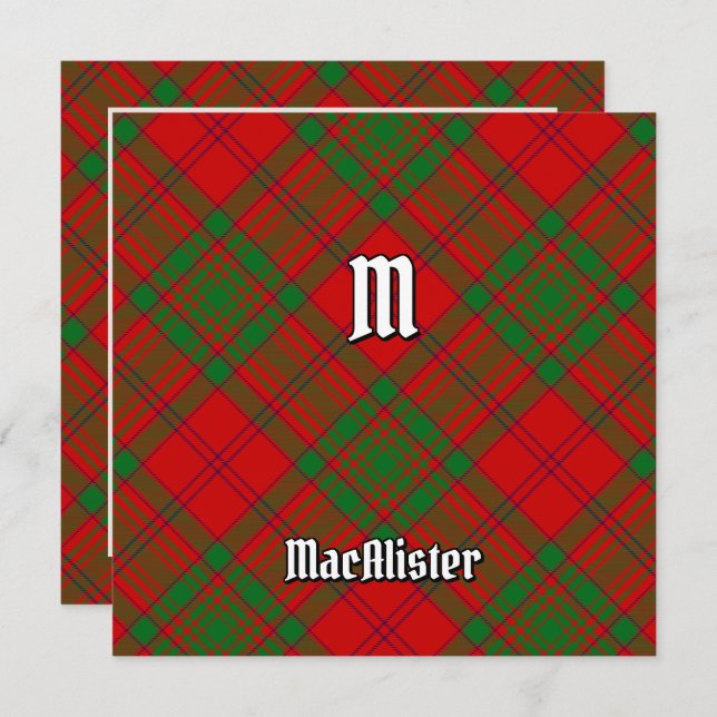 Clan MacAlister of Glenbarr Tartan Invitation (Front/Back)