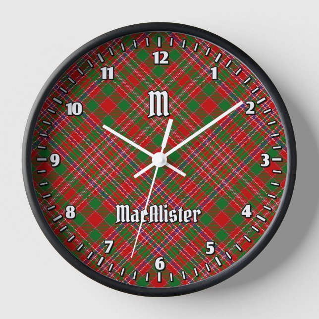 Clan MacAlister Tartan Large Clock (Front)