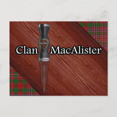 Clan MacAlister Tartan Sgian Dubh Blade Postcard