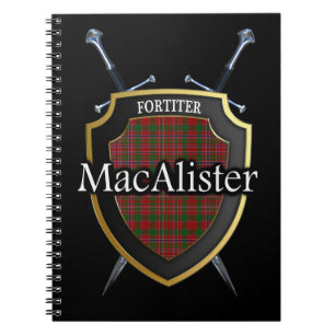 Clan MacAlister Tartan Shield & Swords Notebook