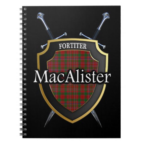 Clan MacAlister Tartan Shield  Swords Notebook