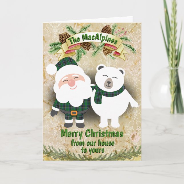 Clan MacAlpine Tartan Plaid Christmas Holiday Card (Front)
