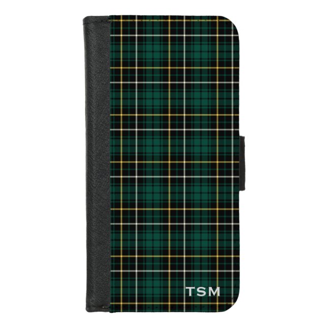 Clan MacAlpine Tartan Scottish Plaid Monogram iPhone Wallet Case (Front)