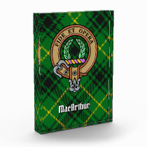 Clan MacArthur Crest over Tartan Acrylic Award