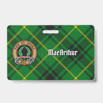 Clan MacArthur Crest over Tartan Badge
