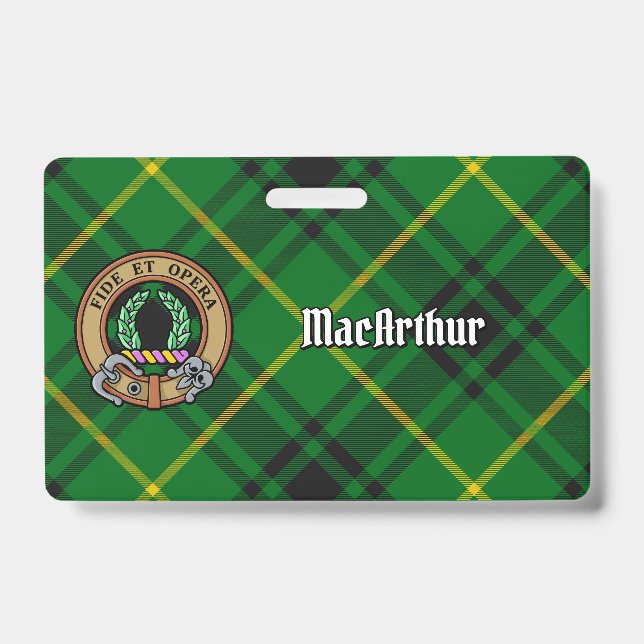 Clan MacArthur Crest over Tartan Badge (Front)