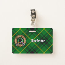 Clan MacArthur Crest over Tartan Badge