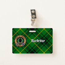 Clan MacArthur Crest over Tartan Badge