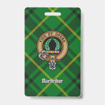 Clan MacArthur Crest over Tartan Badge