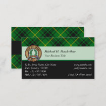 Clan MacArthur Crest over Tartan Business Card