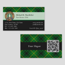 Clan MacArthur Crest over Tartan Business Card