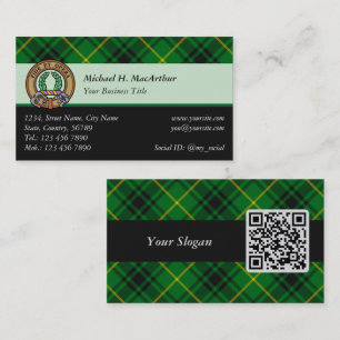 Clan MacArthur Crest over Tartan Business Card
