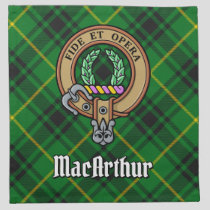 Clan MacArthur Crest over Tartan Cloth Napkin
