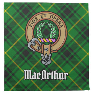 Clan MacArthur Crest over Tartan Cloth Napkin