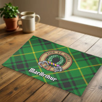 Clan MacArthur Crest over Tartan Cloth Placemat
