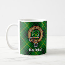 Clan MacArthur Crest over Tartan Coffee Mug