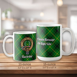 Clan MacArthur Crest over Tartan Coffee Mug