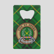 Clan MacArthur Crest over Tartan Credit Card Bottle Opener