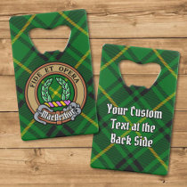 Clan MacArthur Crest over Tartan Credit Card Bottle Opener