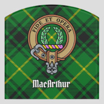 Clan MacArthur Crest over Tartan Door Sign