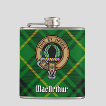 Clan MacArthur Crest over Tartan Flask