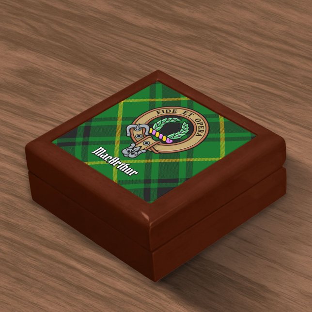 Clan MacArthur Crest over Tartan Gift Box (Creator Uploaded)