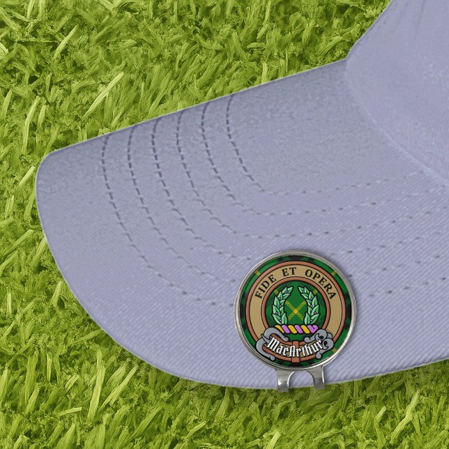 Clan MacArthur Crest over Tartan Golf Hat Clip (Creator Uploaded)