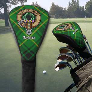 Clan MacArthur Crest over Tartan Golf Head Cover