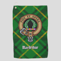 Clan MacArthur Crest over Tartan Golf Towel