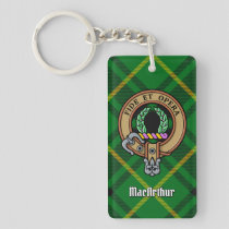 Clan MacArthur Crest over Tartan Keychain