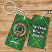 Clan MacArthur Crest over Tartan Keychain