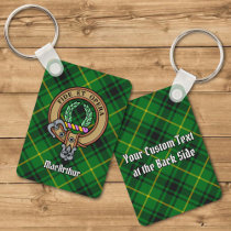 Clan MacArthur Crest over Tartan Keychain