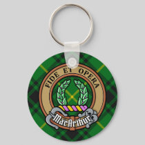 Clan MacArthur Crest over Tartan Keychain