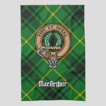 Clan MacArthur Crest over Tartan Kitchen Towel